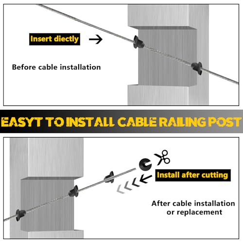 30 Degree Stair Cable Railing Rubber Gaommets,Deck Railing Gromemets for 1/8" 5/32" 3/16" Cables,Black Rubber Protector Sleeve for Slant Metal Cable Railing Posts(Black,200Pack) - size: 30 Degree