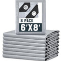 8 Pack 6 x 8 ft 5.5 Mil Large Tarps Heavy Duty Waterproof Tarp Multi Purpose Tent Cover for Home Boats Cars Camping Patio Furniture Roof Emergency Rain Protective Cover, Silver - color: Silver, size: 6 x 8 ft