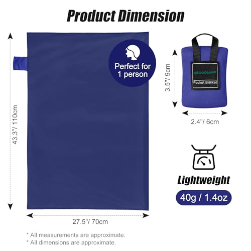 Odoland Beach Picnic Blanket, 43.3" x 27.5" SandProof Waterproof Outdoor Pocket Blanket with Portable Bag, Foldable Lightweight Sand Free Beach Mat for 1 People Hiking, Camping, Travel, Blue - color: Blue, size: 27.5" x 43.3"(1 People)
