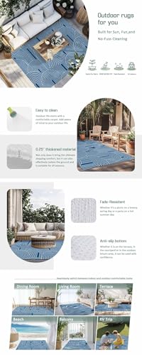 Outdoor Rug 3x5ft, Gray Stripes Boho Ethnic Style Indoor Area Rug for Patio Backyard Deck Large Floor Mat, Abstract Geometric Art Non-Slip Outside Carpet Balcony Porch Camping Rugs Picnic Mat - size: 3' x 5' (Rectangular)