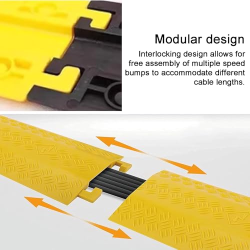 Floor Cable Cover, PVC Cable Protector Ramp, 1-Channel Modular Speed Bump with 6 Bolts, 660lbs Load Capacity, for Indoor Outdoor Use(Black,100x10x2cm/39x4x0.8in) - color: Black, size: 100x10x2cm/39x4x0.8in