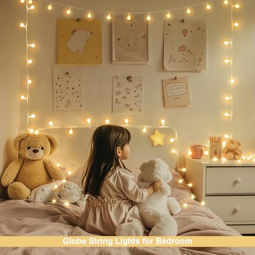 JMEXSUSS Globe Battery Operated Christmas Lights Indoor, 100 LED Battery Powered String Lights Outdoor Waterproof, 33ft Christmas String Light with Remote Timer for Bedroom Camping Decor, Warm White - color: Warm White, size: 100 LED Battery