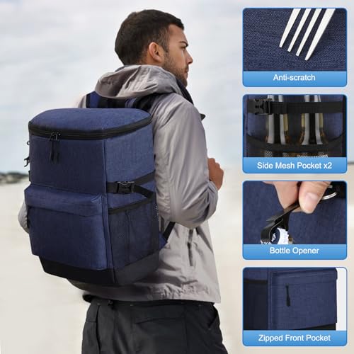 Tenot Cooler Backpack 33/40 Cans Backpack Coolers Insulated Leak Proof Soft Beach Cooler Bag for Men Women Ice Chest Backpack Camping Hiking Picnic Travel Cooler Lunch Backpack - color: Blue, size: 33 Cans
