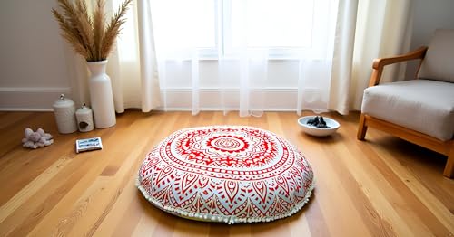 CRAFT KALA Meditation Cushion Cover - Comfortable Floor Pillow Cover - Meditation Pillow Cover - Large Floor Cushion Cover Seating for Adults - Yoga Bolster Cover 32" Orange-Yellow Ombre - color: Orange-yellow Ombre