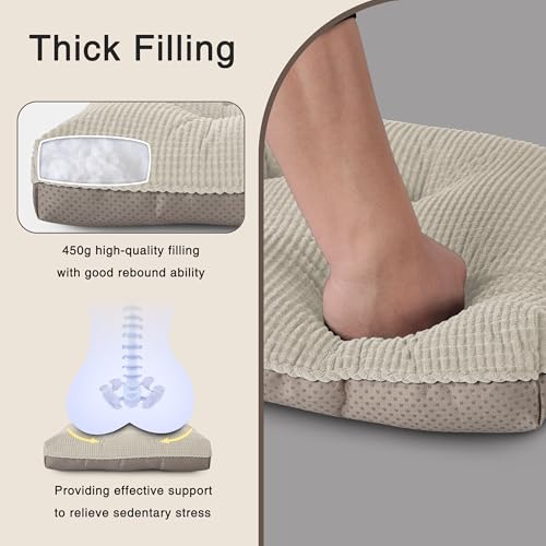 OVOV Dining Chair Cushions Set of 2 Soft Non-Slip Kitchen Chair Pads Tufted Seat Cushion with Ties for Kitchen Dining Room(18" x 16.5" x 3" Beige) - color: Beige