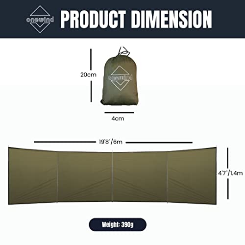 Onewind Camping Windbreak, Versatile Wind Blocker Light Water Proof Silnylon Camping Windscreen, Outdoor Windshield for Winter Hiking Beach Backpacking and Picnic, 19.7"*55", No Poles Included - style: Without Poles