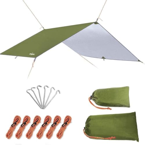 Unigear Hammock Rain Fly, 16.4/14.4/13/10ft Camping Tarp, UV Protection & Waterproof & Lightweight for Camping, Backpacking and Outdoor Adventure (Green, 9.8 * 9.8ft) - color: Green, size: 9.8*9.8ft