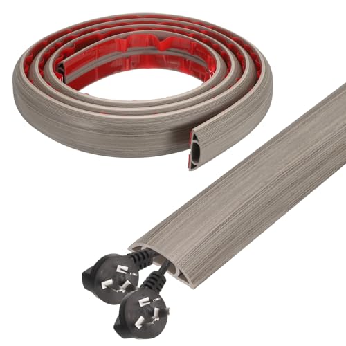 HARFINGTON 6ft Cord Cover Floor W0.6 x H0.33 Inner Channel PVC Hide Extension Cable Floor Wire Hider Wire Covers Protector for Prevent Cable Trips Cables Management, Light Grey - color: Light Grey, size: 6ft