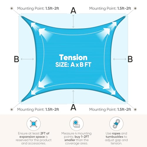 Quictent 12x16ft 185G HDPE Rectangle Sun Shade Sail Canopy 98% UV Block Outdoor Patio Garden with Hardware Kit (Turquoise) - color: Turquoise, size: 12 x 16 ft, style: Rectangle