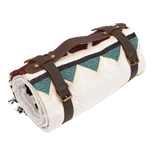 Tourbon Outdoor Leather Picnic Blanket Carry Strap for Camping Travel Rug Carrier Motorcycle Bedroll Straps w/Handle