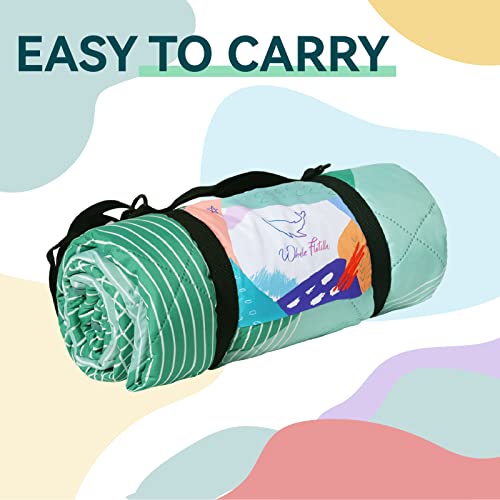 Whale Flotilla Extra Large Waterproof Picnic Blankets 60"x80", Foldable Lightweight Outdoor Blanket for Camping, Hiking, Traveling, Soft Portable Easy to Clean Picnic Mat for Beach Grass Park, Green - color: Green