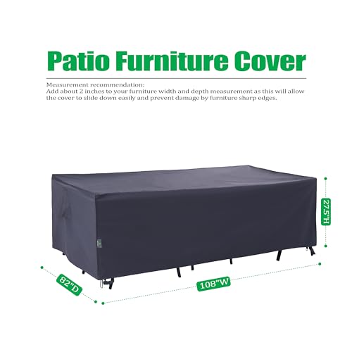 F&J Outdoors Patio Furniture Covers Waterproof Anti-UV Rip-stop Fabric Large Outdoor Furniture Cover, Grey, 108"Wx82"Dx27.5"H - size: 108"(W)x82"(D)x27.5"(H)