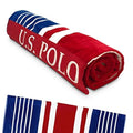 U.S. Polo Assn. Oversized (40” x 70”) Striped Nautical Design Beach Towel - Luxury Plush Cotton Hotel Quality for Bath, Pool - Blue/Red/White - color: Blue/Red/White, size: 40" x 70"