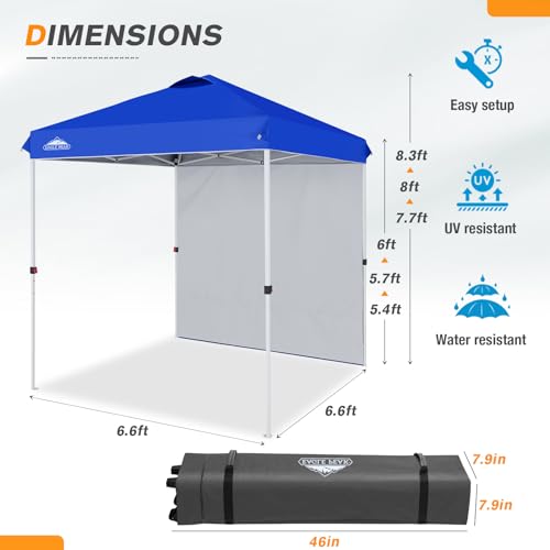EAGLE PEAK Commercial Canopy 6.6x6.6 Pop Up Canopy Tent with 1 Sidewall, Easy Setup Heavy Duty Instant Event Shelter for Vendors & Markets, Outdoor Sun Shade, Blue - color: Blue, size: 6.6x6.6