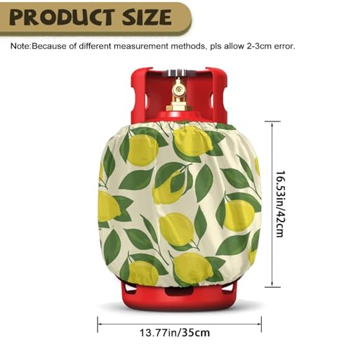 Lemon Propane Tank Cover Fits Standard 20 lb Tank Cylinde Travel Trailer Propane Covers with Elastic Slip in Gas Cover Water & Wear-Resistant for Outdoor and Indoor Use - color: Lemon