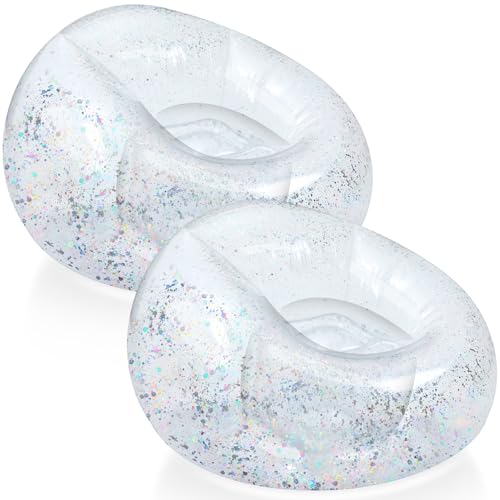 Realspring Inflatable Bean Bag Chair for Adult Bean Bag Sofa Chair Blow up Inflatable Furniture for Outdoor Living Room Bedroom Balcony Travel Party Gift Accessories(Multicolor Glitter,2 Pcs) - color: Multicolor Glitter