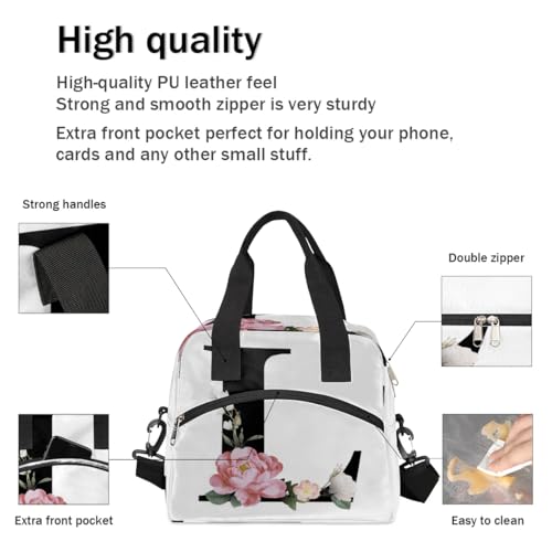 Letter L Insulated Lunch Bag for Women Men Reusable Waterproof Lunch Box Cooler Tote Bag One shoulder portable meal bag Portable Adult Lunchbox for Work Picnic Hiking Beach - color: Letter L