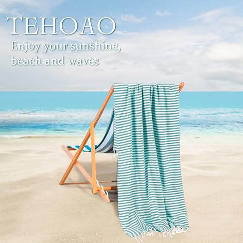 Turkish Striped Beach Towels Bulk Oversized 39"x71" Large Bath and Pool Set Quick Dry Lightweight Travel Towel for Adult,100% Cotton TEBT-18-1skyblue - color: Sky Blue, size: 1 Pack
