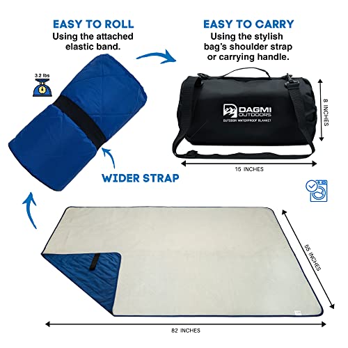 Waterproof Outdoor Blanket Large Fleece Camping & Stadium Blankets for Cold Weather. Perfect for Outdoors, Car, Dogs, Boat, Picnic. Windproof, Extra Warm, Machine Washable. - color: Blue