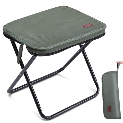 MOONCY Portable Stool, 13 Inch Small Folding Stool for Adults, Ultralight Green Camping Stools for Hiking and Fishing, Hold Up to 265 LBS - color: Green