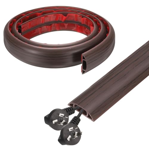 HARFINGTON 4ft Cord Cover Floor W0.6 x H0.33 Inner Channel PVC Hide Extension Cable Floor Wire Hider Wire Covers Protector for Prevent Cable Trips Cables Management, Wood Black - color: Wood Black, size: 4ft