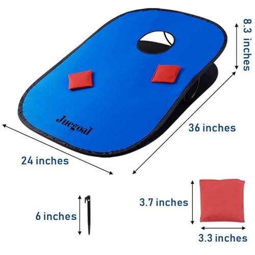 Juegoal 3x2ft Collapsible Portable Cornhole Game Set with 2 Cornhole Boards, 10 Bean Bags, Carrying Bag, and Tic Tac Toe Game Indoor Outdoor Yard Toss Game