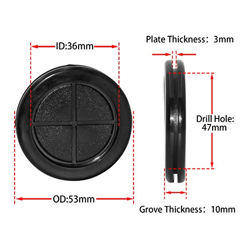 Flyshop Black 47mm 1-27/32" Hole Plug, 36mm 1-27/64" ID, Drill Hole Grommets Synthetic Rubber Grommets Wire Protection, Round, Double-Sided, 4-Pack (Size 36mm x 47mm) - size: 1-7/8" (47mm) Drill Hole