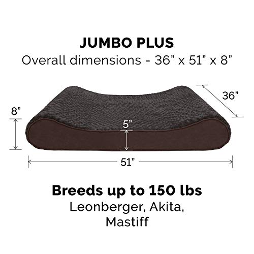 Furhaven Cooling Gel Dog Bed for Large Dogs w/ Removable Washable Cover, For Dogs Up to 150 lbs - Ultra Plush Faux Fur & Suede Luxe Lounger Contour Mattress - Chocolate, Jumbo Plus/XXL - color: Ultra Plush (Chocolate), size: Jumbo Plus