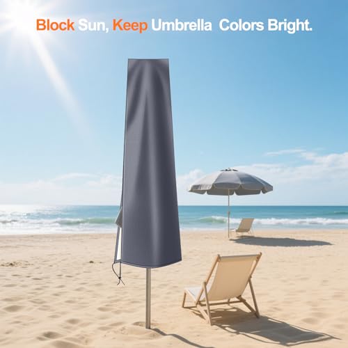 OKPOW Outdoor Umbrella Cover - Small Patio Cover for 6 ft to 9 ft Table Umbrellas - Waterproof Windproof Anti-UV Garden Parasol Covers, Dark Grey - color: Dark Grey