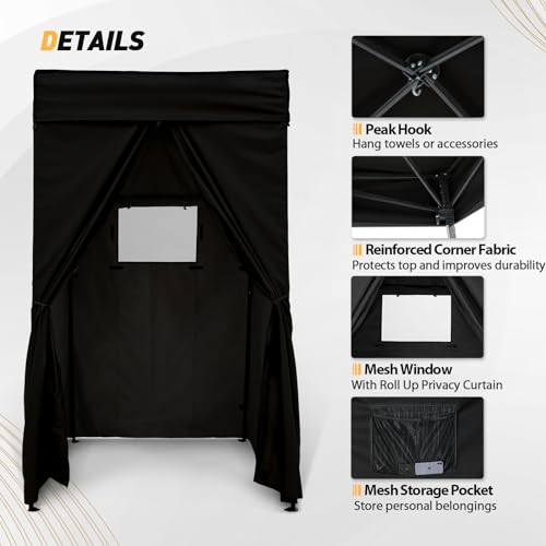 EAGLE PEAK Flex Compact 4x4 Pop-up Canopy Changing Room, Portable Privacy Dressing Room for Indoor Fashion Photoshoots, Camping, or Pool, Black - color: Black, size: 4x4 ft