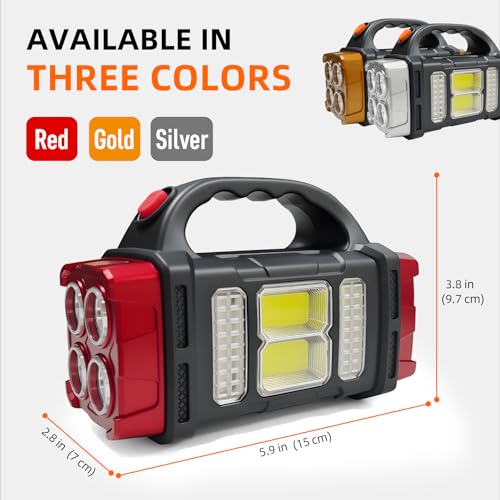 Solar Handheld Flashlight, 4 Lighting Modes Rechargeable LED Work Light, USB-C & Solar Powered Portable Lantern,Emergency Camping Light for Outdoor, Hiking, Power Outage (Silver-2pcs) - color: Silver-2pcs