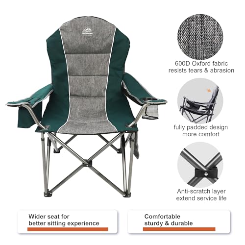 Camping Chairs for Adults,High Back Folding Camp Chair with Cup Holder and Cooler Bag,Heavy Duty Outdoor Lawn Chairs,Perfect for Camping,Hiking,Picnics,and Beach Trips,Dark Green… - color: Dark Green