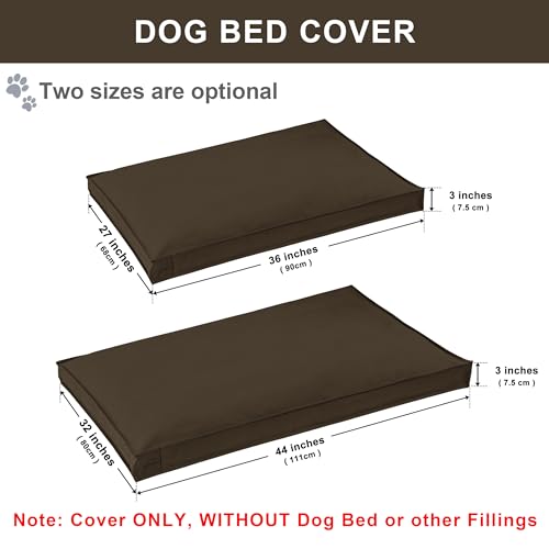 Dog Bed Covers Replacement Washable, Waterproof Dog Bed Cover with Zipper, 36Lx27Wx3H inch Durable Oxford Pet Bed Cover for Outdoor/Indoor Use, Cover Only, Brown - color: Brown, size: 36*27*3 inch
