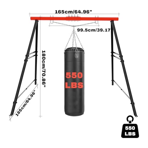 Swing Stand Frame, Heavy Duty 550lbs Capacity Hammock Stand for Backyard, Patio, Garden(Swing NOT Included) - color: Red