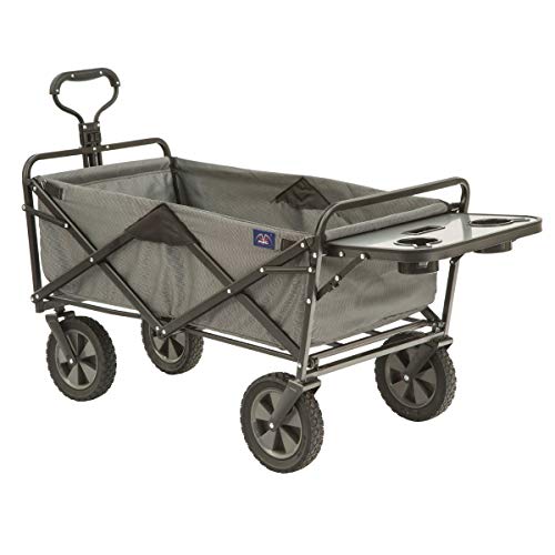 Mac Sports Collapsible Outdoor Utility Wagon with Folding Table and Drink Holders, Gray - color: Gray