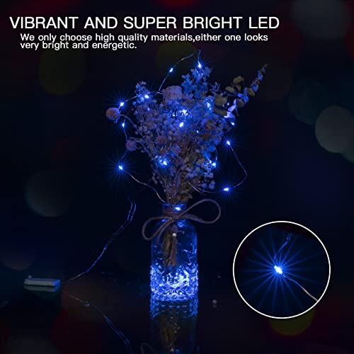 Brightown 12 Pack Led Fairy Lights Battery Operated String Lights Waterproof Silver Wire 7 Feet 20 Led Firefly Starry Moon Lights for DIY Wedding Party Bedroom Patio Christmas (12 Pack, Blue) - color: Blue, size: 12 Pack
