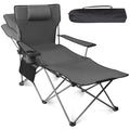 apollo walker Reclining Beach Chair, Adjustable 90-135° Backrest Camping Lounge Chairs for Adults, Folding Chair with Foot Rest & Detachable Pillow - Standard 6-Leg, Grey - color: Grey, style: 6-Leg