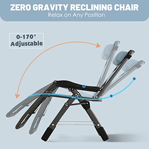 Slsy Zero Gravity Chair, Reclining Lounge Chair with Removable Tray for Indoor and Outdoor, Patio Recliner Folding Reclining Chair, Pacific Blue - color: Pacific Blue, style: Zero Gravity Chair