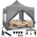 COBIZI 10x10 Heavy Duty Pop Up Canopy Tent with 4 Sidewalls Thicken Frame, Commercial Easy Up Outdoor Wedding Party Tents, All Season Waterproof Windproof with Stakes Sandbags Ropes Roller Bag, Gray - color: Gray, size: 10x10