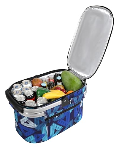 ALLCAMP Picnic Basket - Insulated Cooler, Thickening Foldable Picnic Basket with Removable Baskets & Sewn-in Frame, Basket for House Warming Gifts New Home(Triangle Pattern) - color: Triangle Pattern, size: Medium