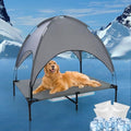 48'' Outdoor Elevated Dog Bed with Canopy, Raised Dogs Bed with Six Support Feet, Breathable Cooling Dog Cot Beds Medium Large Size Dogs, Outdoor Pet Hammock Beds, Pet Beds with 4 Ice Pack(X-Large) - size: X-large-48.0"l X 35.8"w X 9.05"th