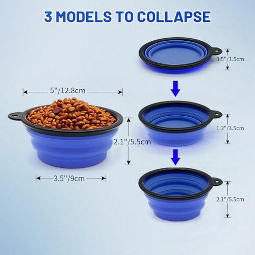 Dog Bowl Pet Collapsible Bowls, 2 Pack Collapsible Dog Water Bowls for Cats Dogs, Portable Pet Feeding Watering Dish for Walking Parking Traveling with 2 Carabiners (Small, Blue+Red) - color: Blue+Red, size: Small