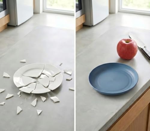 8 PCS Wheat Straw Plates, Kaloo 7.7 Inch Melamine Reusable Plastic Unbreakable Dinner Plates for kitchen, Dishwasher & Microwave Safe (4 colors)