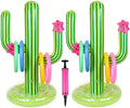 2 Pack Inflatable Cactus Ring Toss Game Sets,Cactus Pool Game Toys Target Toss Floating Swimming Summer Game Toys for Mexican Fiesta Party Accessories Hawaiian Pool Beach Party Decoration Supplies