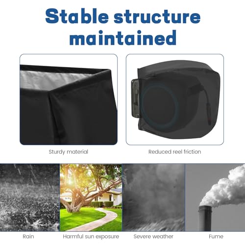 Hose Reel Cover Retractable, Wall Mounted Hose Reel Cover with Storage Bag Waterproof Sun Proof Hose Protector Reusable Covers for Outdoor Yard Lawn Accessory