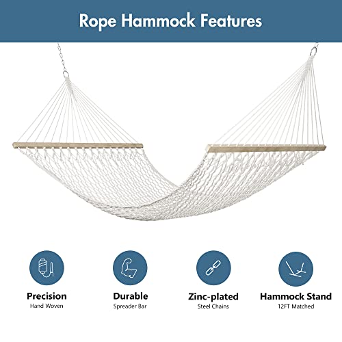 ANOW 2 Person Hammock with Detachable Large Hammock Pad and Pillow, for Garden Yard Outside, 450 LBS Weight Capacity, Blue - color: Blue, size: Without Stand