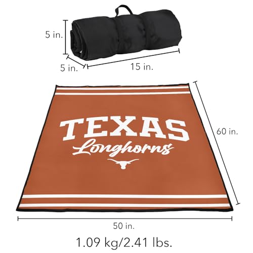 LOGOVISION University of Texas Picnic Outdoor Blanket, 50"x60" Longhorn Stripes, Foldable Blanket for Picnic, Beach, Camping, Park, Tailgate - color: Longhorn Stripes