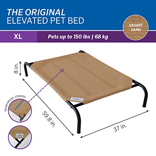 Coolaroo Original Elevated Dog Bed - Breathable Off-The-Ground Pet Bed with Cooling Fabric, Joint Relief & Moisture-Resistant Fabric, 100% Recyclable, Easy Clean, Desert Sand, Large - color: Desert Sand, style: Large Dog Bed