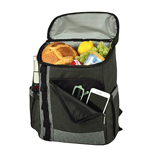 Picnic at Ascot Cooler Backpack- Large 30 Can Capacity- Lightweight Insulated & Leak-Proof for Men & Women- Camping, Hiking, Beach, Park or Day Trips - size: Charcoal