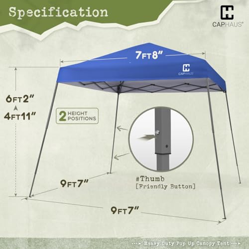 Fencer Wire 8x8ft Top Slant-Leg Pop Up Canopy Tent, Heavy-Duty Commercial Grade with 10x10 Base, Patented One-Push Central Locking, Portable & Instant Folding Shelter with Carry Bag, Blue - color: Blue, style: 8x8